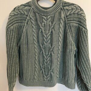 Free People Cable Knit Sweater – Sage Green – Size S